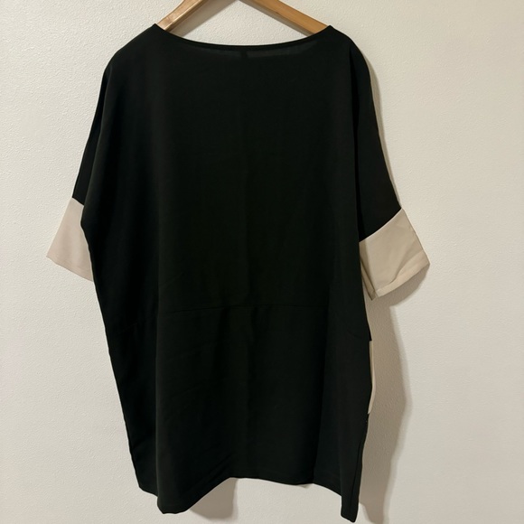 Lu. Dust of Snow Wool 3/4 Sleeve Mini Dress Black Colorblock Lagenlook NWT-Reg - Picture 3 of 13